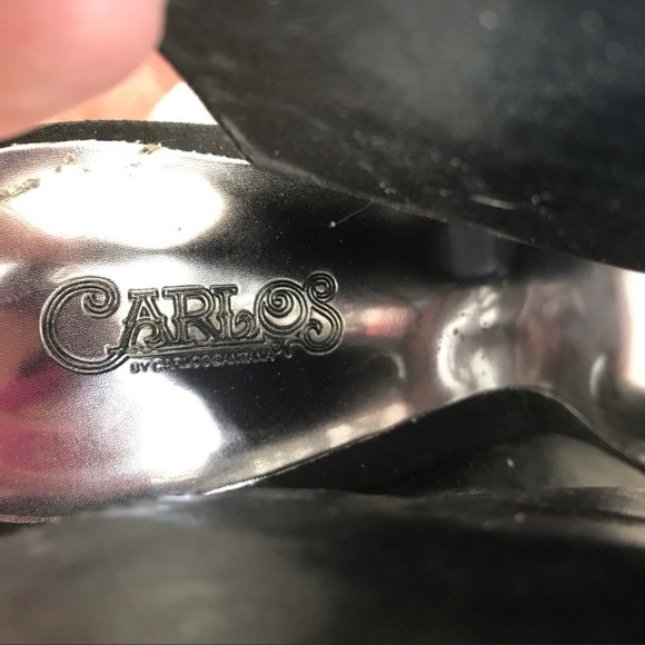 Carlos Santana Jolene Lace-Up Stacked Heel Black Size 8 Peep Toe Suede Fabric - Picture 5 of 7